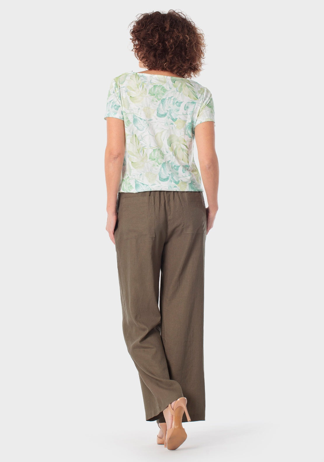 Tropical Print Gemstone Details T-Shirt - Green