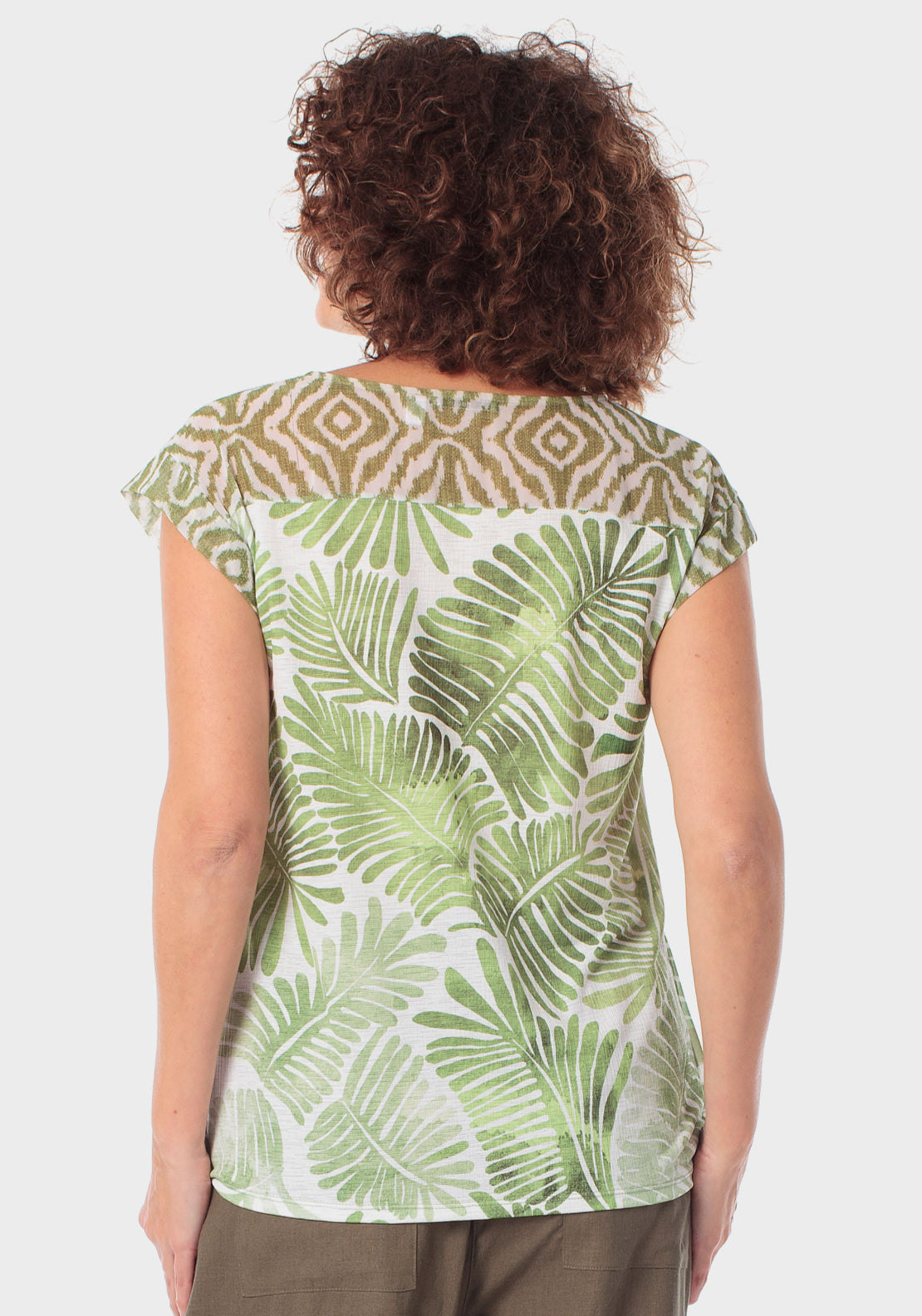 Tropical Keyhole Neckline T-Shirt - Green