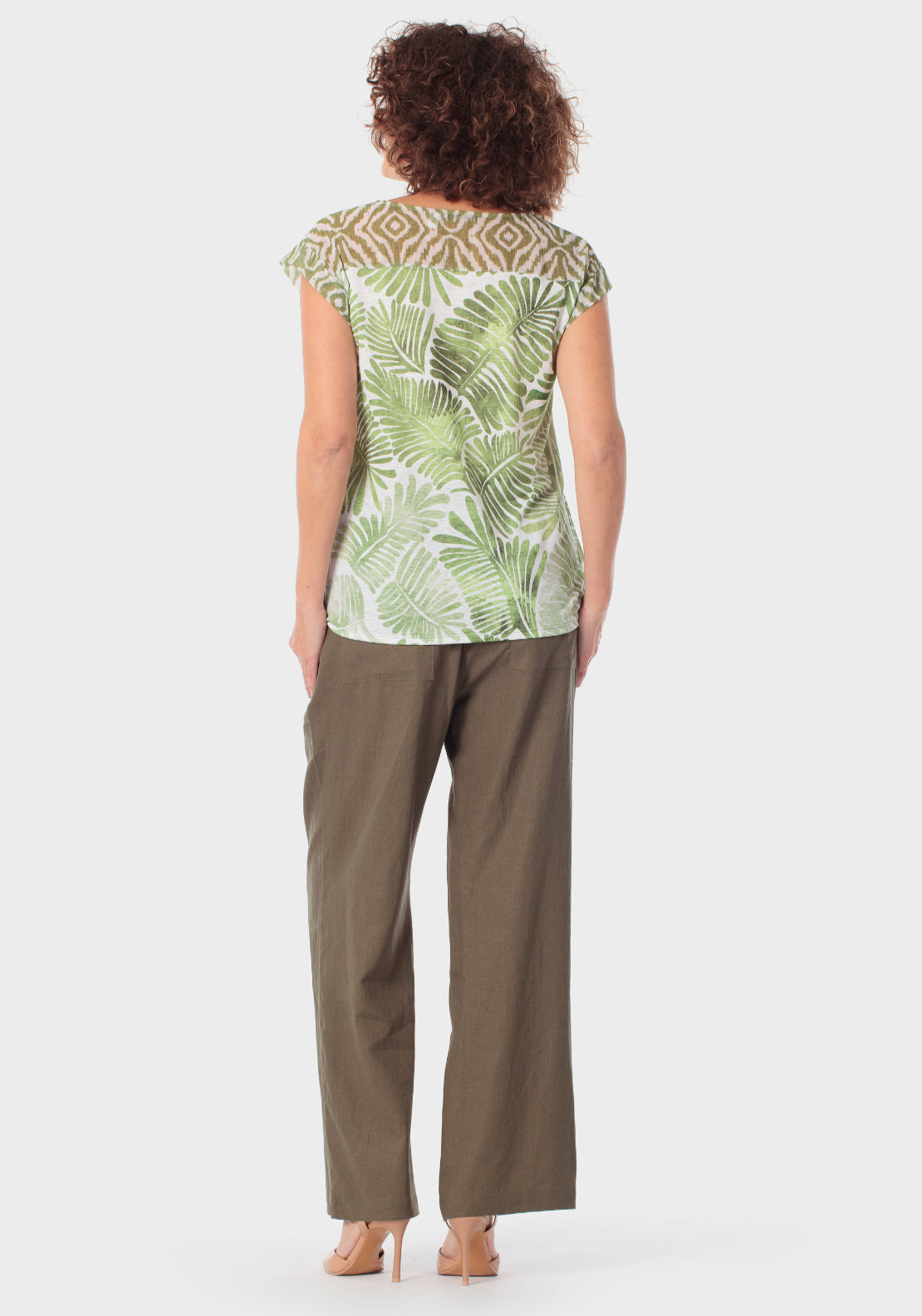 Tropical Keyhole Neckline T-Shirt - Green
