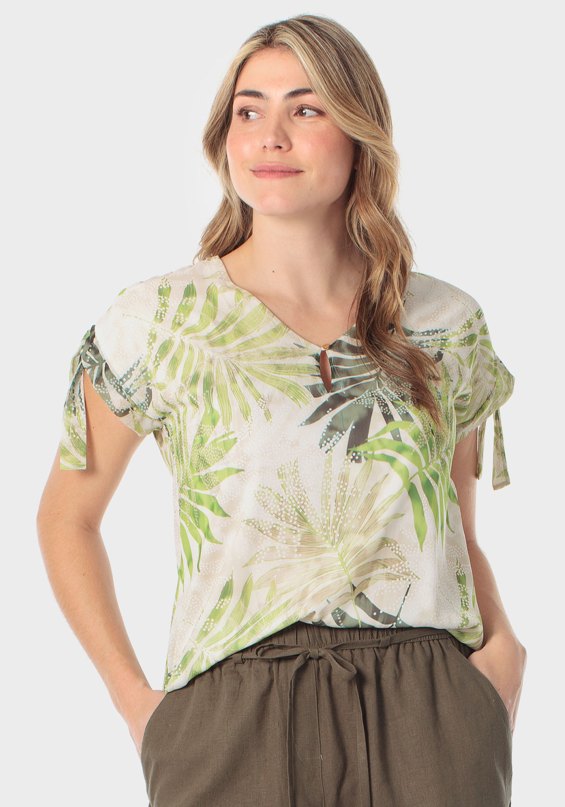 Tropical Tie Sleeve T-Shirt - Green