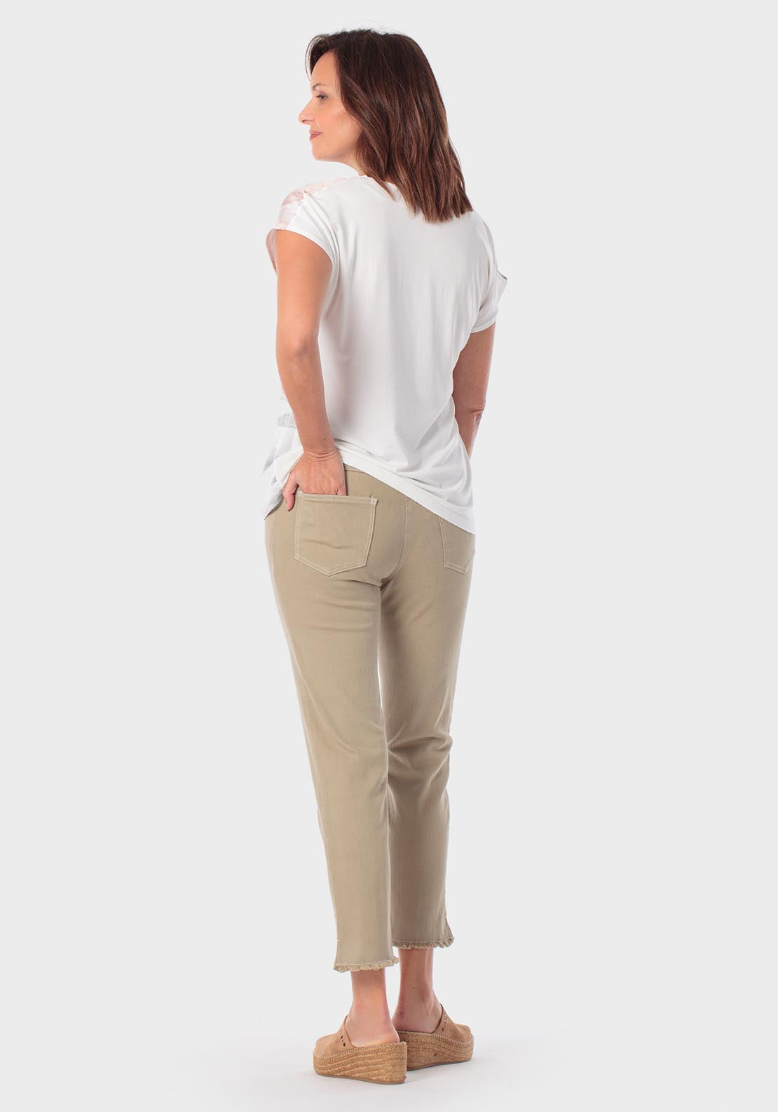 Rhinestone Printed T-Shirt - Beige
