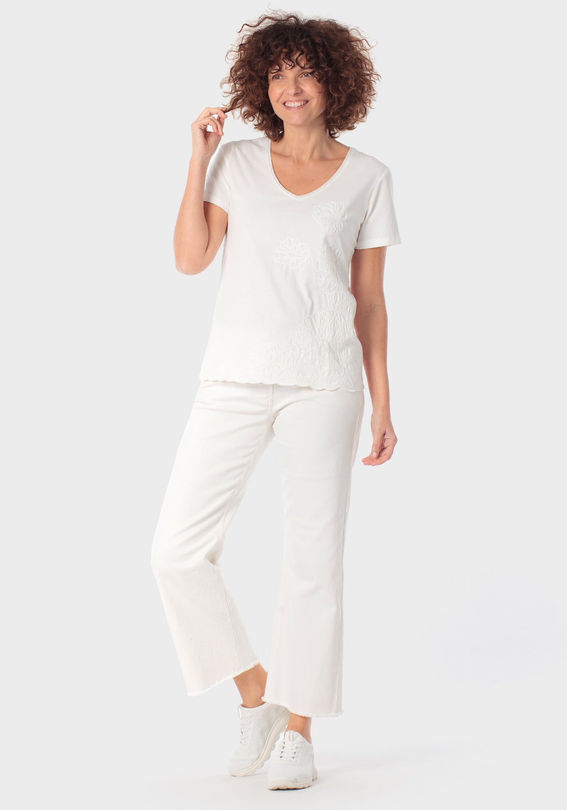 Punt Roma Short Sleeve Embroidered Shirt - White 3 Shaws Department Stores