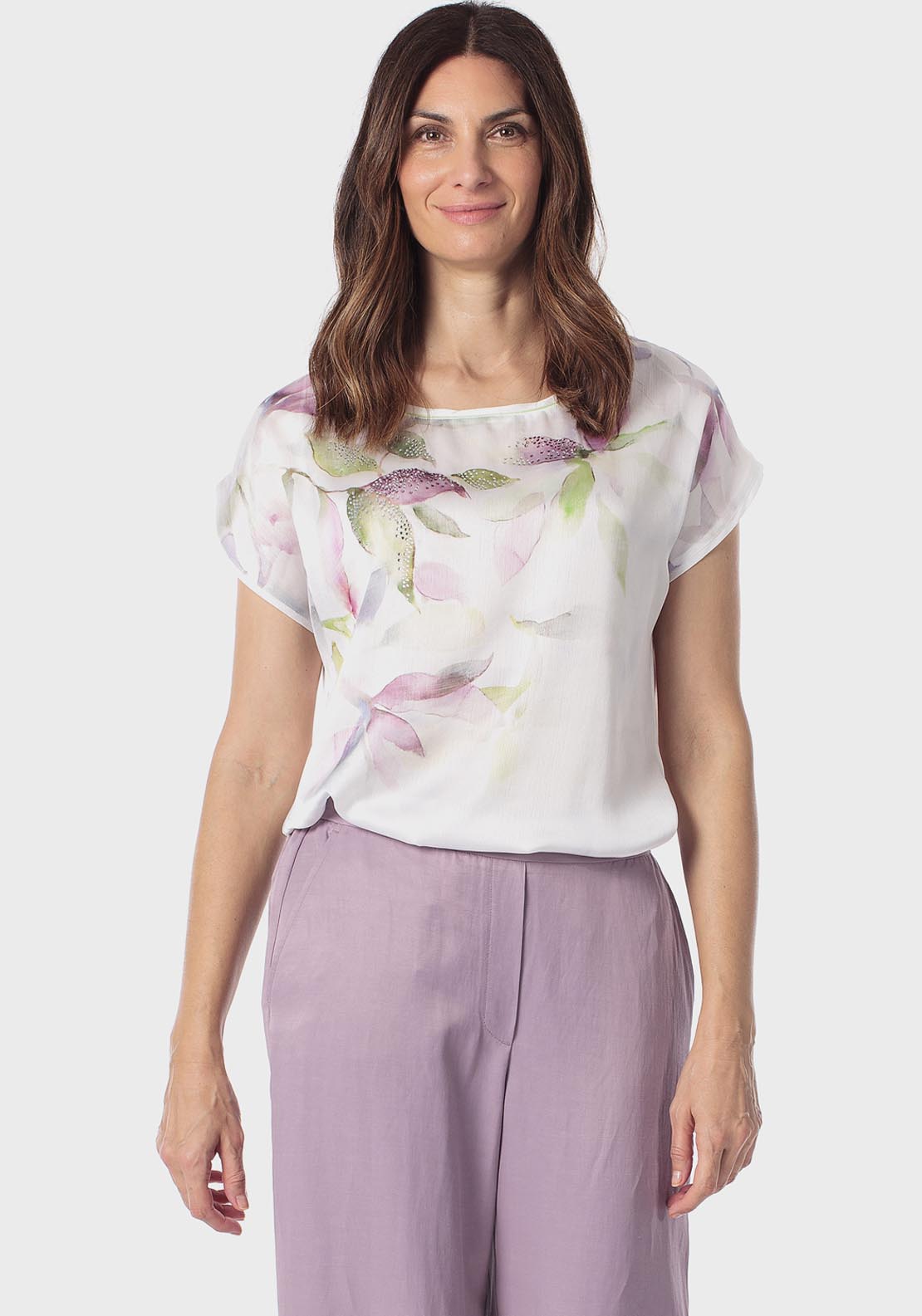 Rhinestone Printed T-Shirt - White Talc