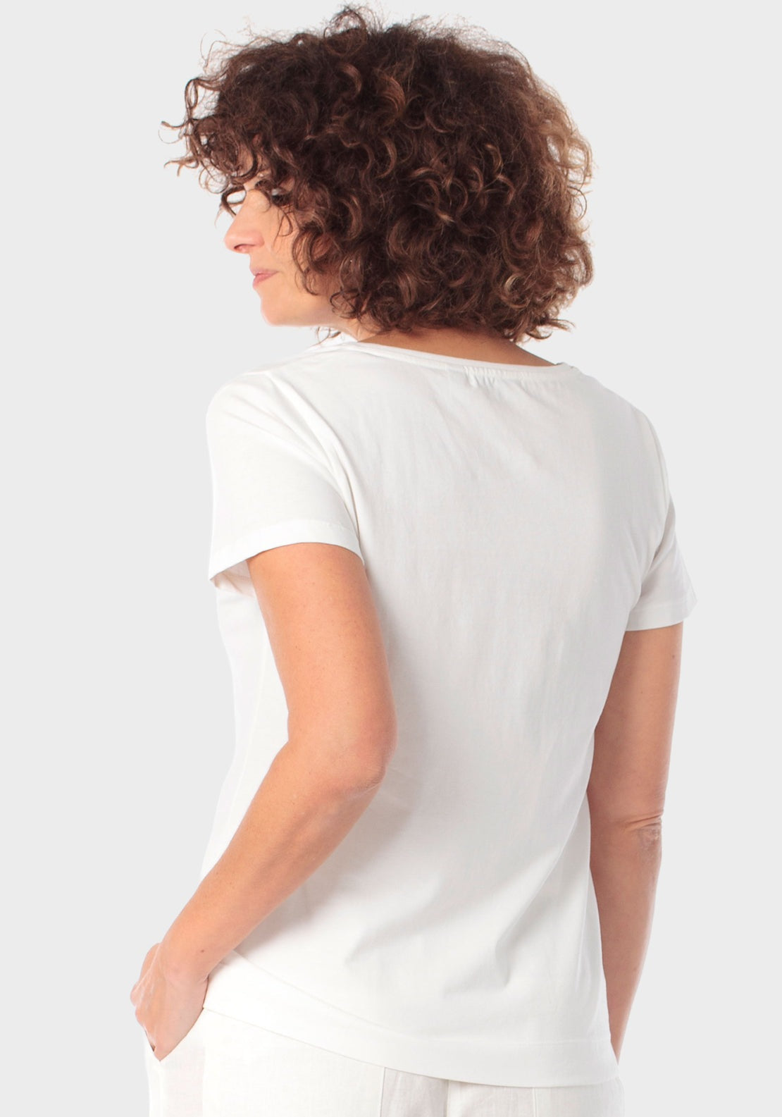 Floral Print Round Neck T-Shirt - White
