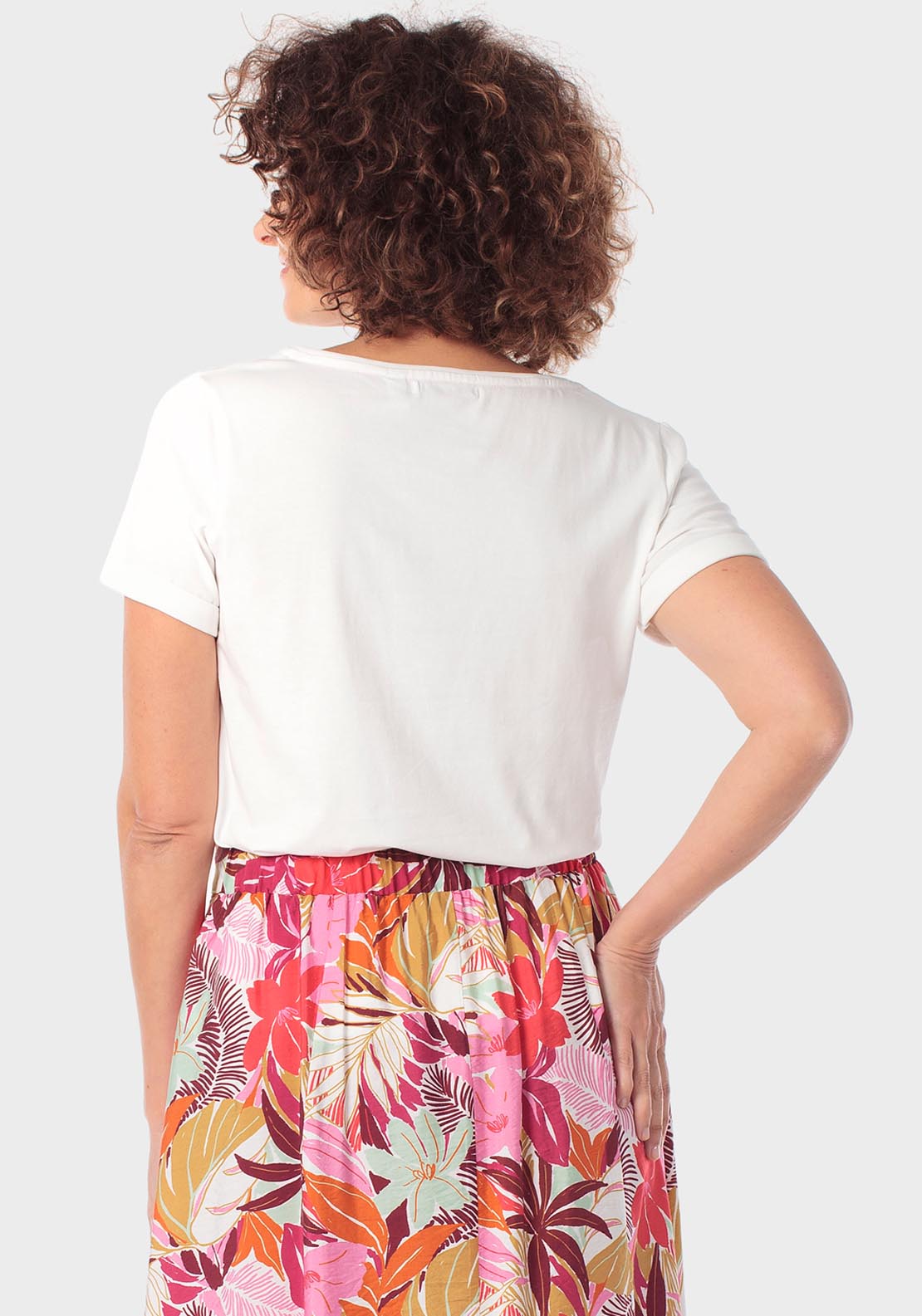 Punt Roma Rhinestone Detail Printed T-Shirt - White 2 Shaws Department Stores