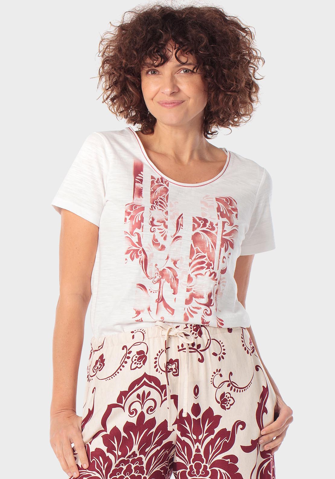 Punt Roma Printed T-Shirt - Garnet 1 Shaws Department Stores