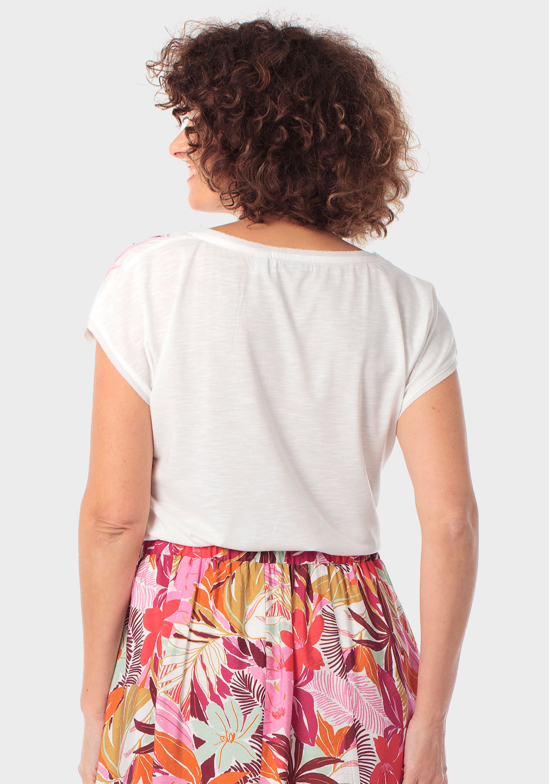 Bright Floral Print T-Shirt - White