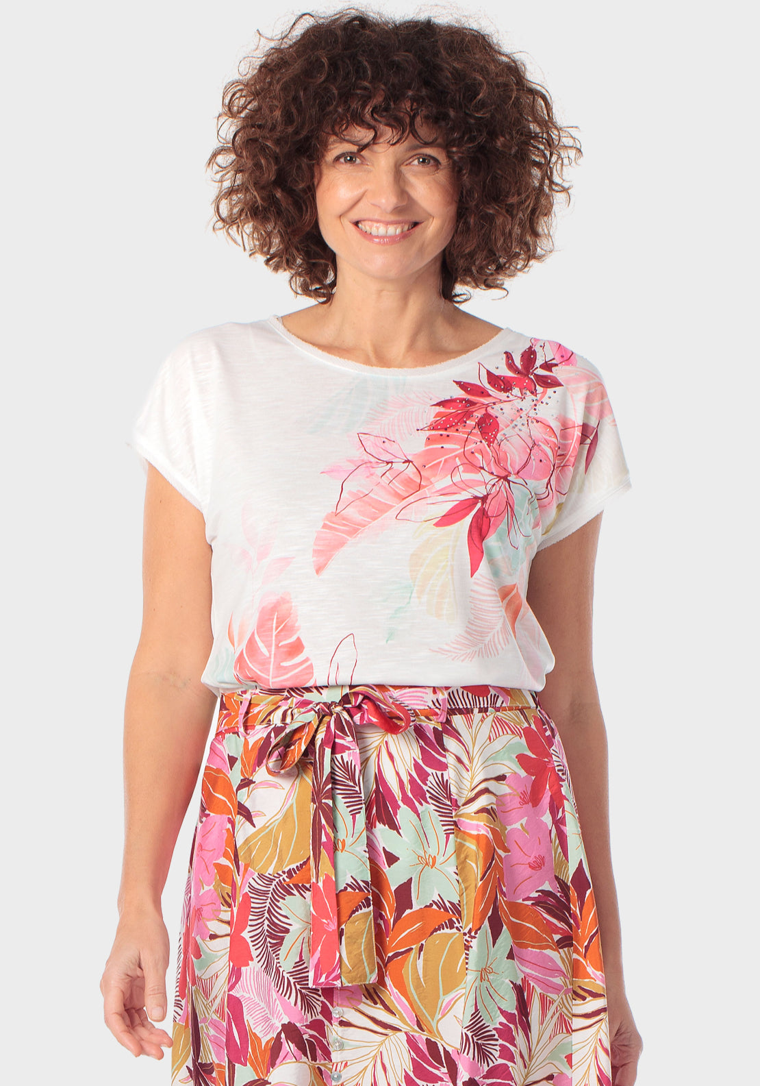 Bright Floral Print T-Shirt - White