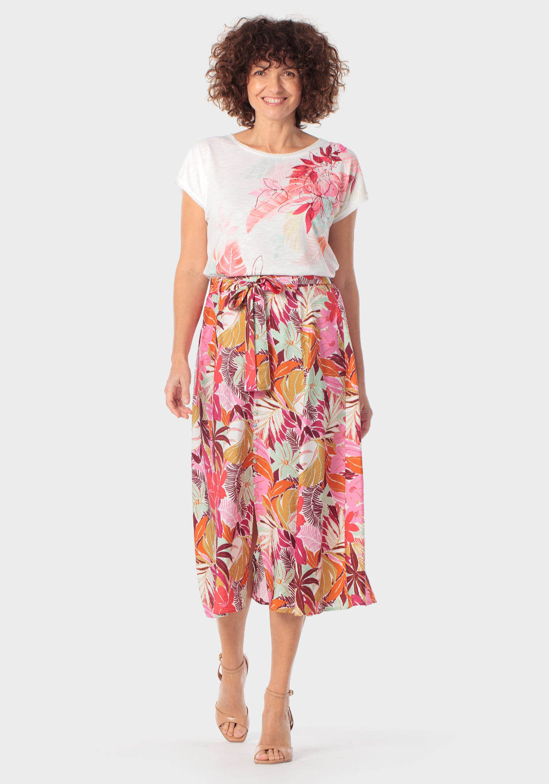 Bright Floral Print T-Shirt - White