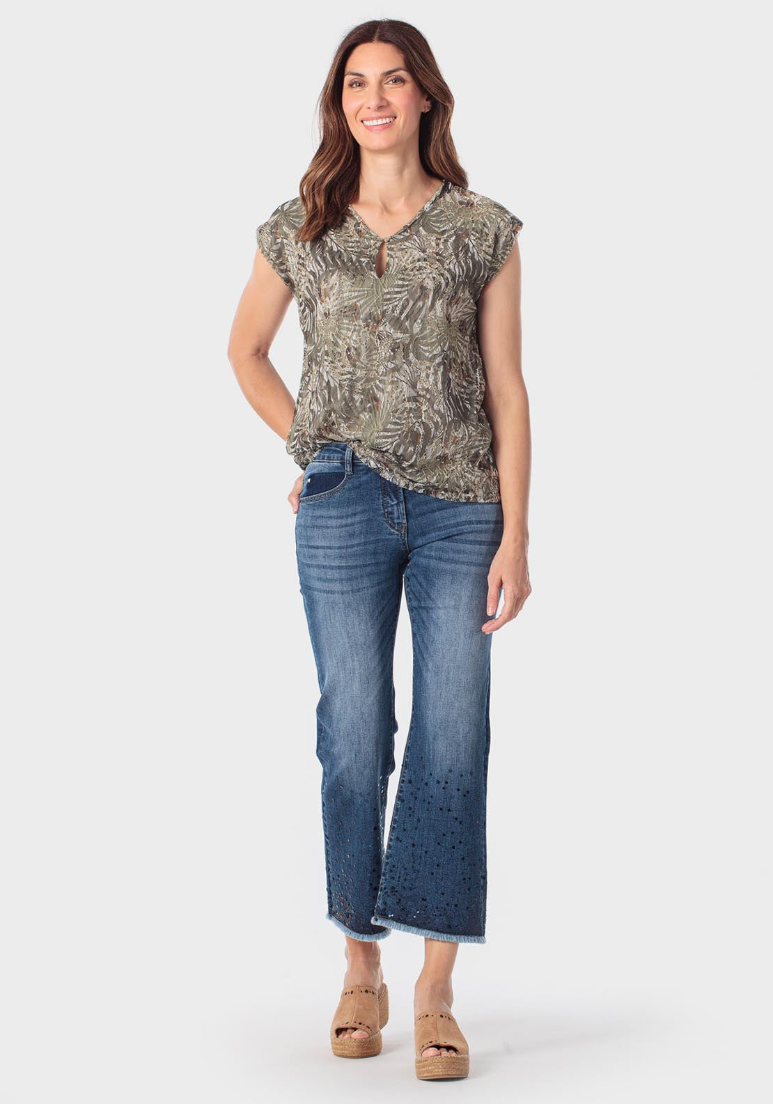 Lace T-Shirt - Green Safari