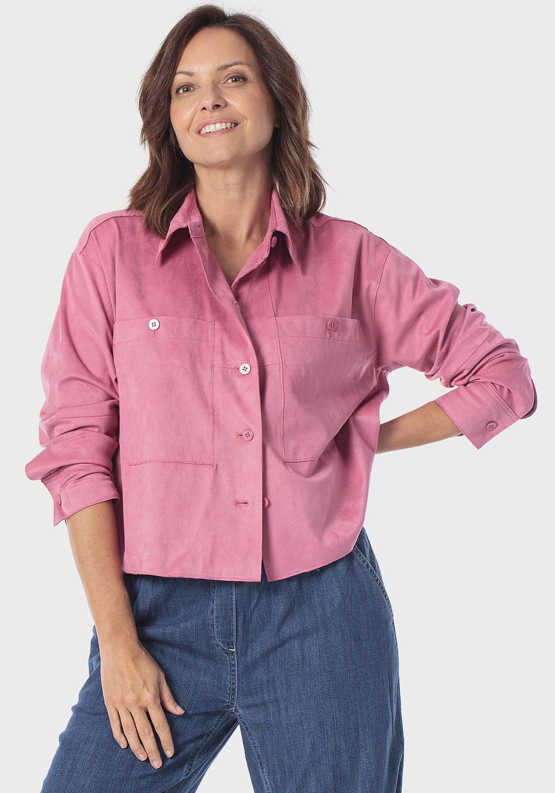 Suede Pockets Jacket - Pink Sorbet