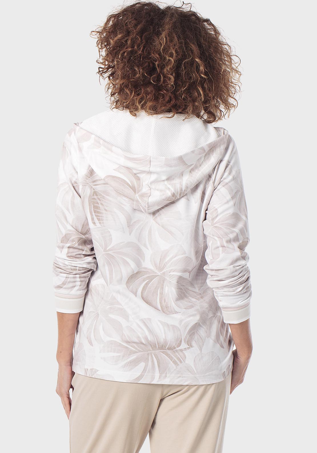 Botanical Print Sports Jacket - Beige