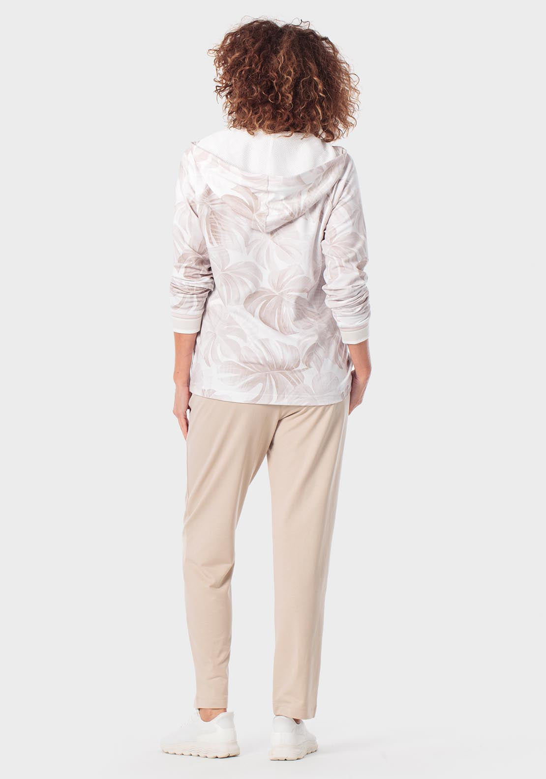 Botanical Print Sports Jacket - Beige