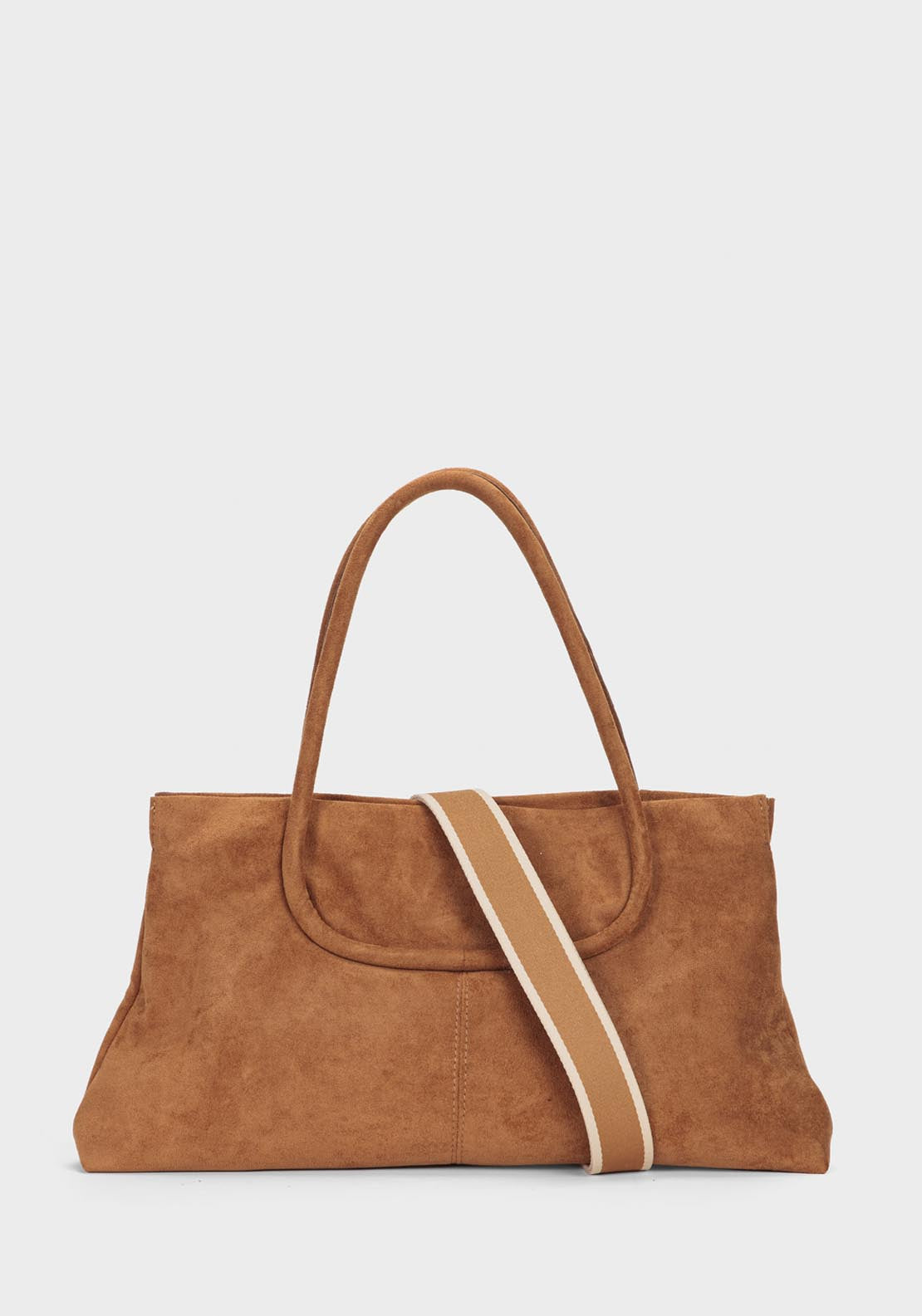 Faux Suede Bag - Beige Camel