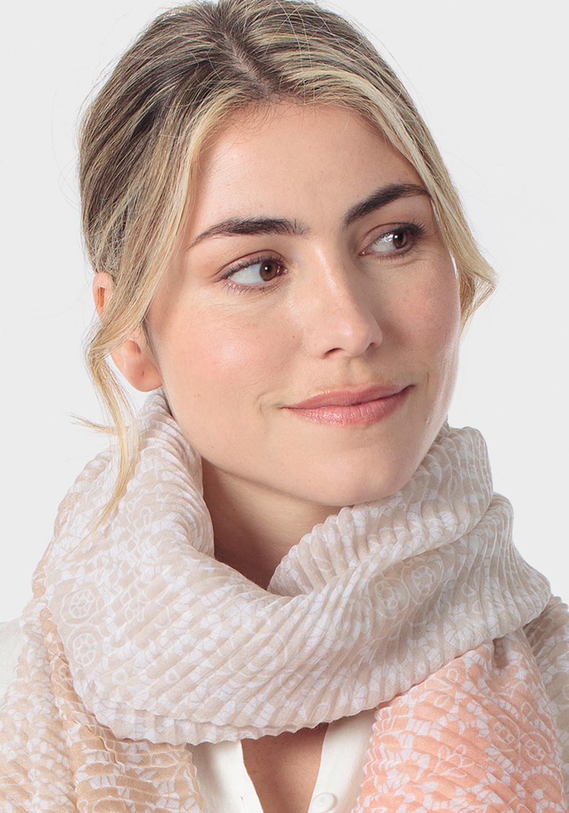 Floral Print Scarf - Beige