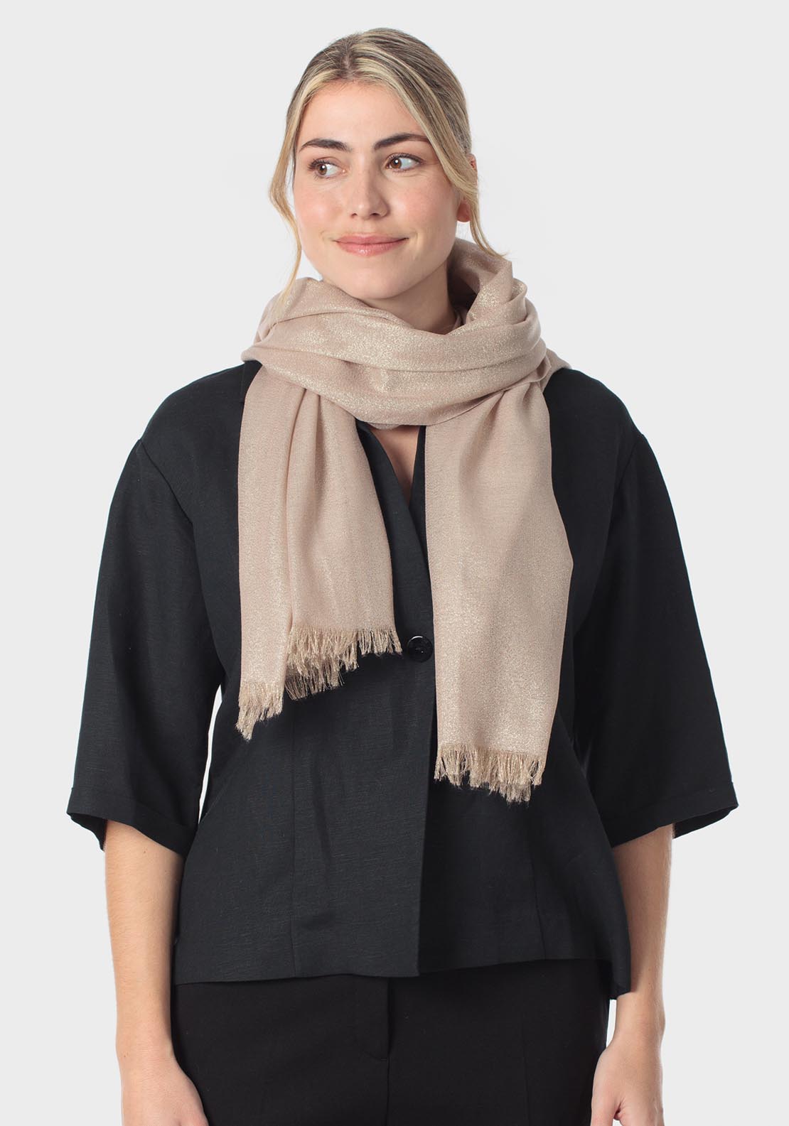 Sheeny Fringed Scarf - Metal Golden.