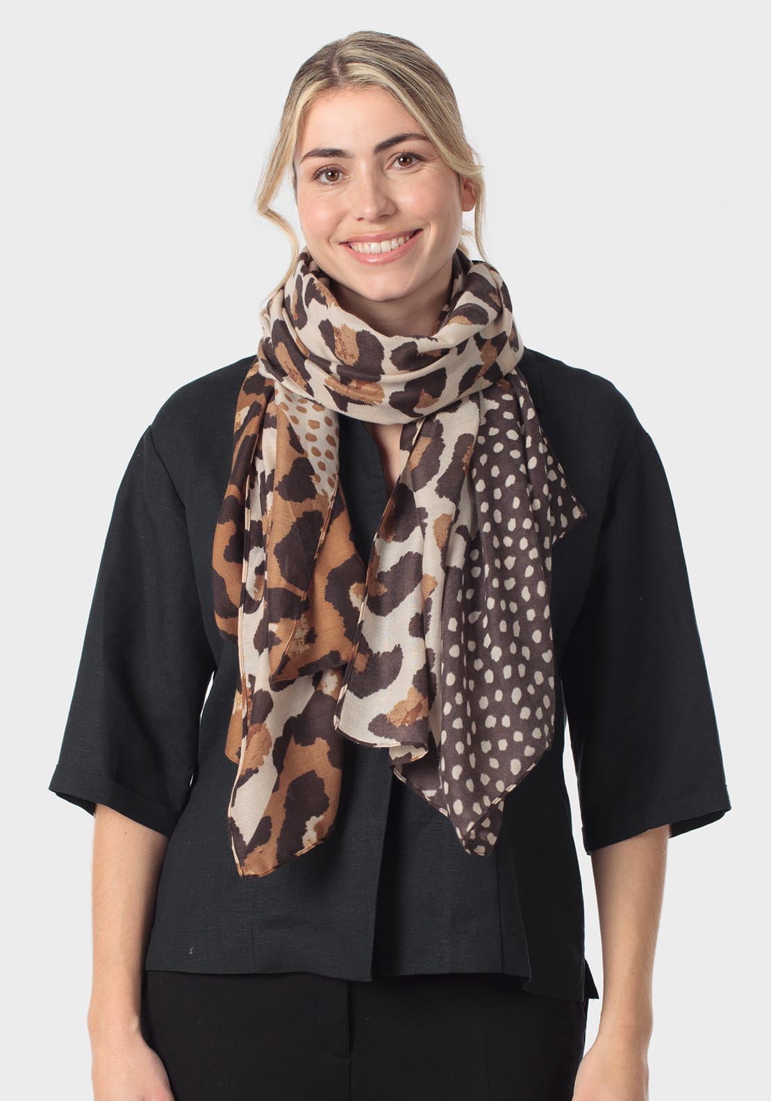 Animal Print Scarf - Brown Hazel