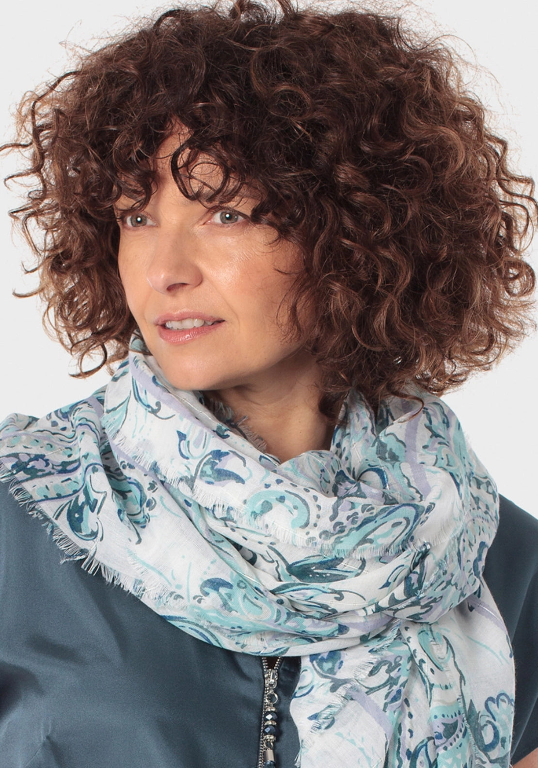 Printed Cashmere Pashmina - White