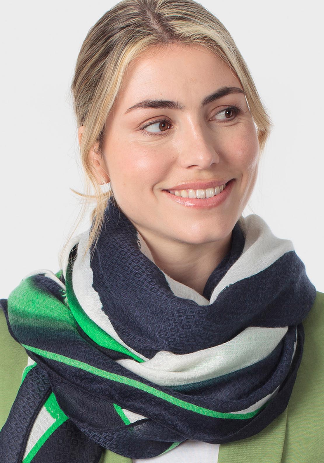 Stripe Print Scarf - Blue Navy