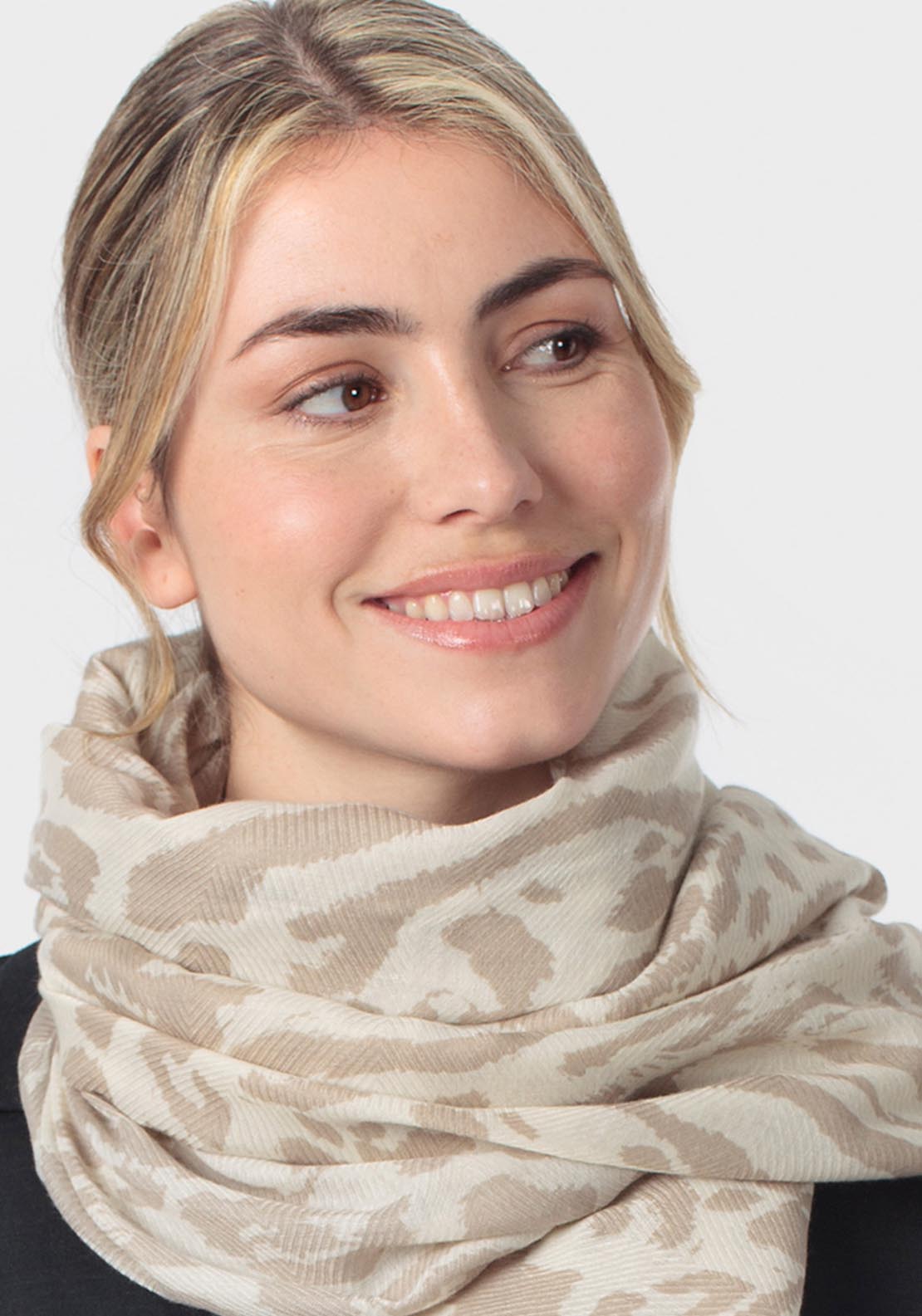 Animal Print Scarf - Beige Stone