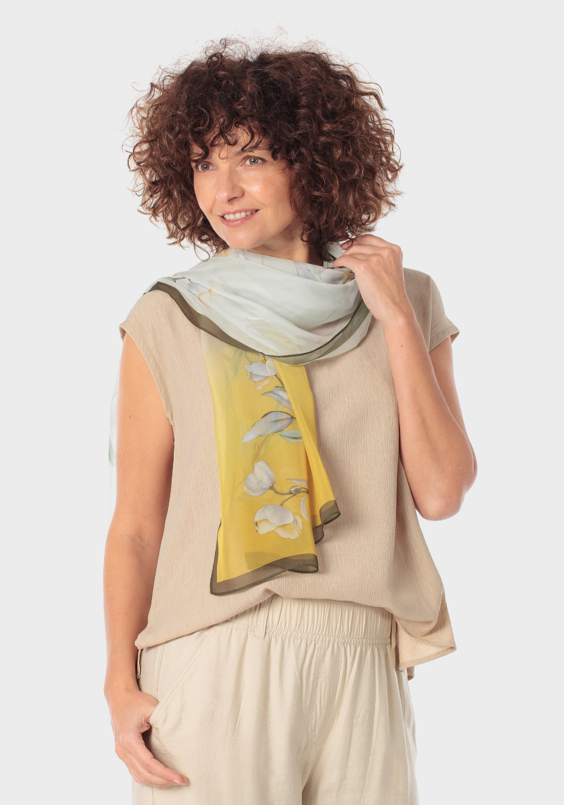 Floral Tulip Scarf - Yellow
