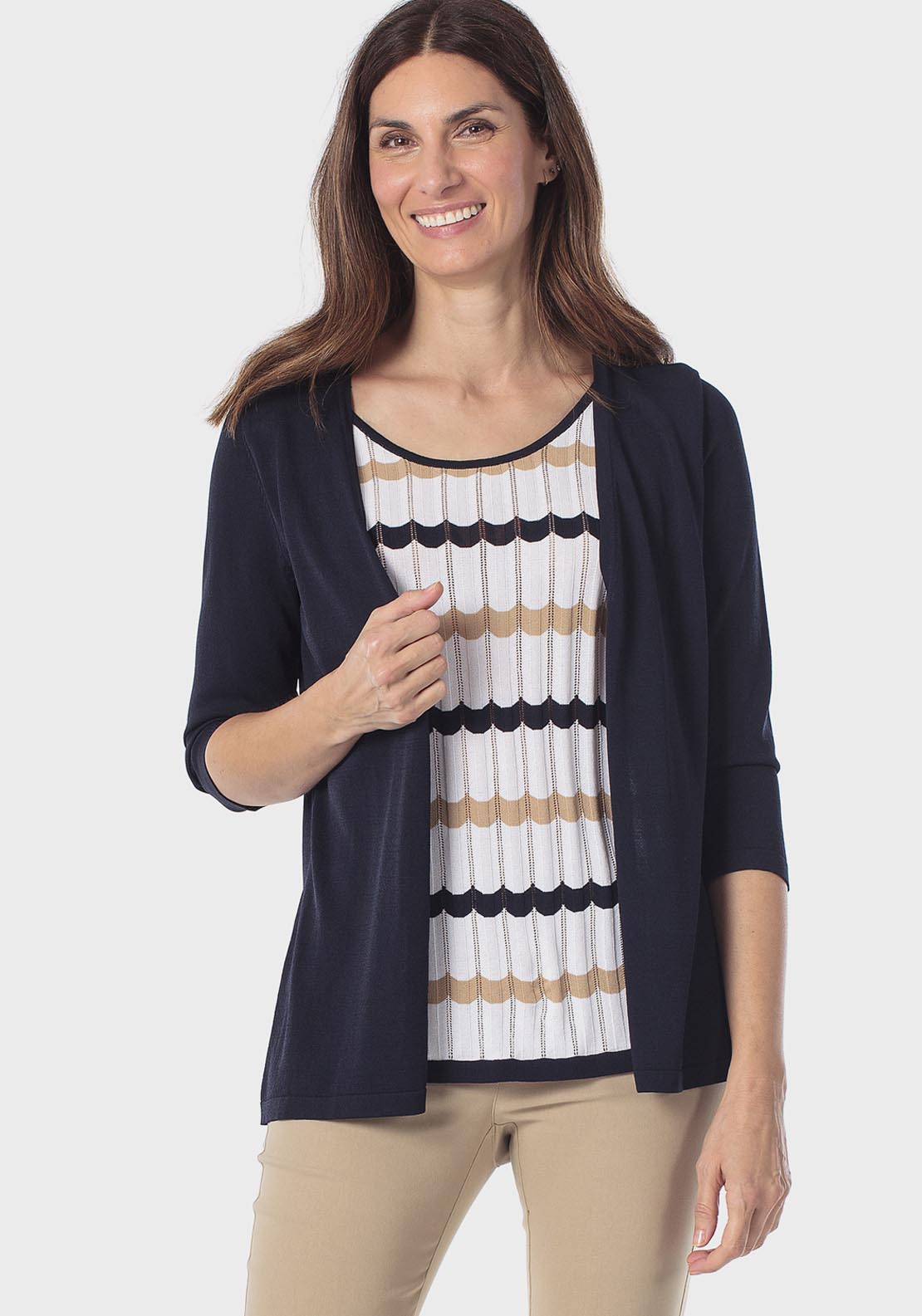 Faux Knitted Twinset - Blue Navy