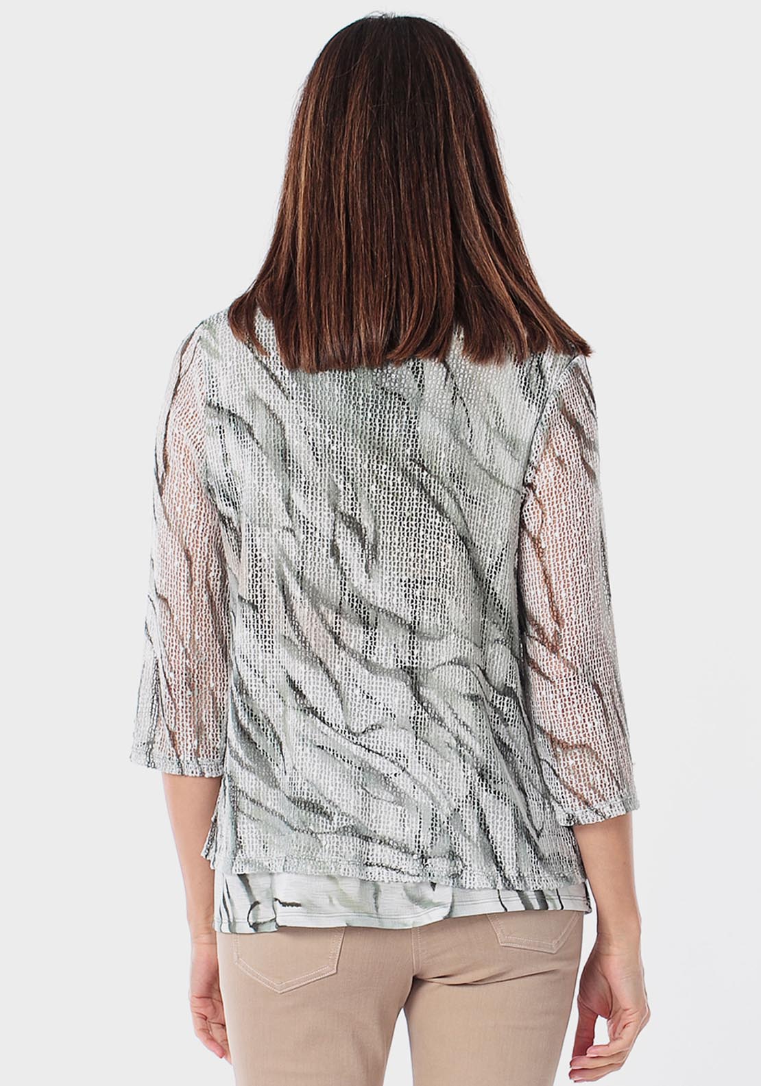 Mesh Faux Twinset - Green Khaki