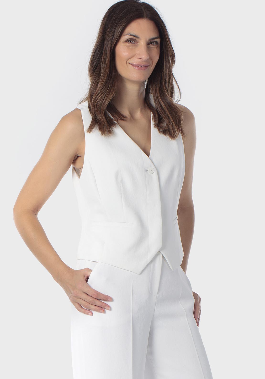 Adjustable Back Waistcoat - White Talc