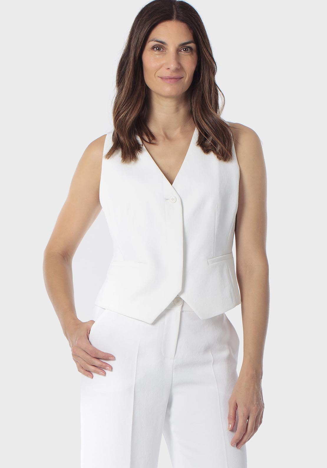 Adjustable Back Waistcoat - White Talc
