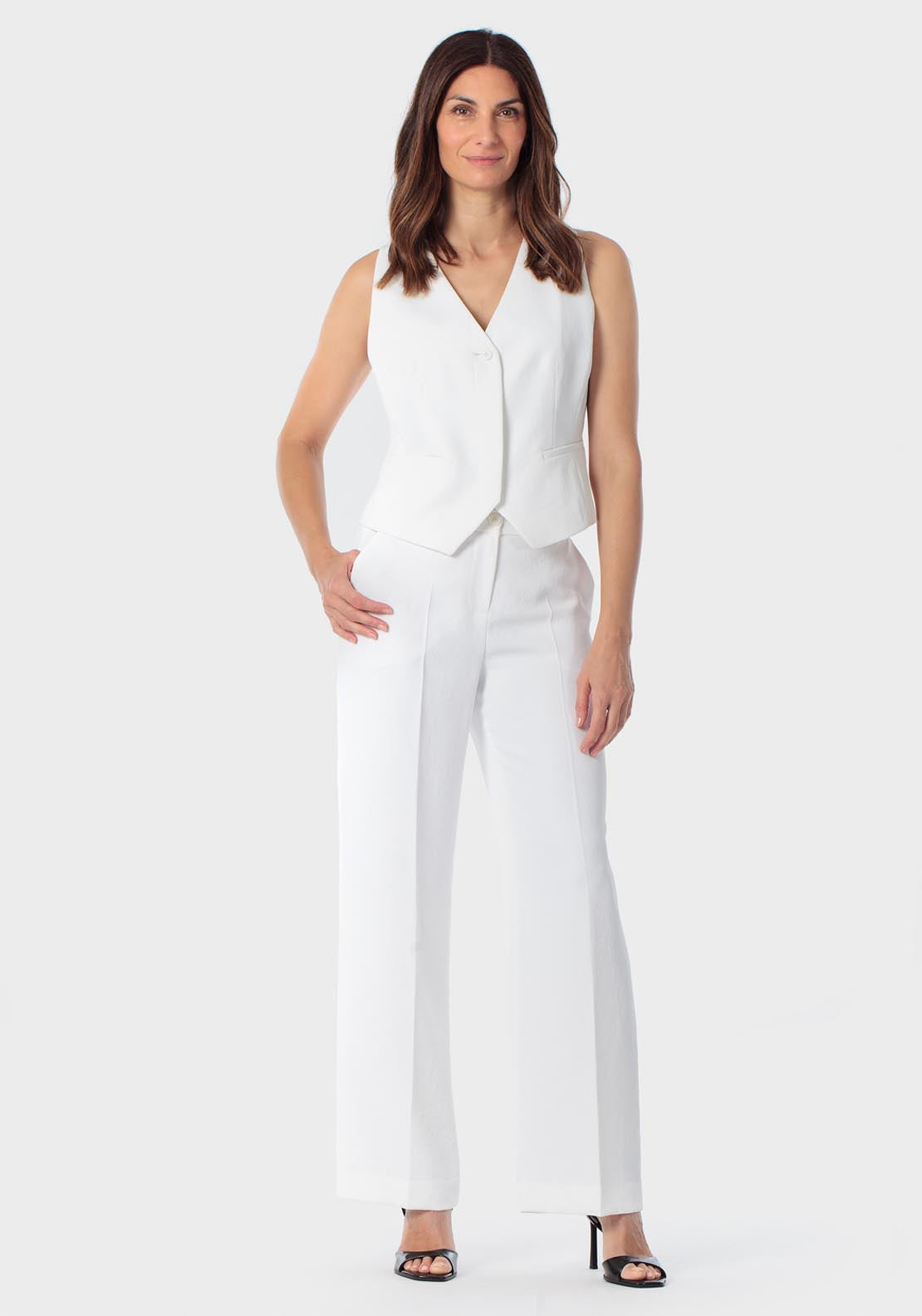 Adjustable Back Waistcoat - White Talc