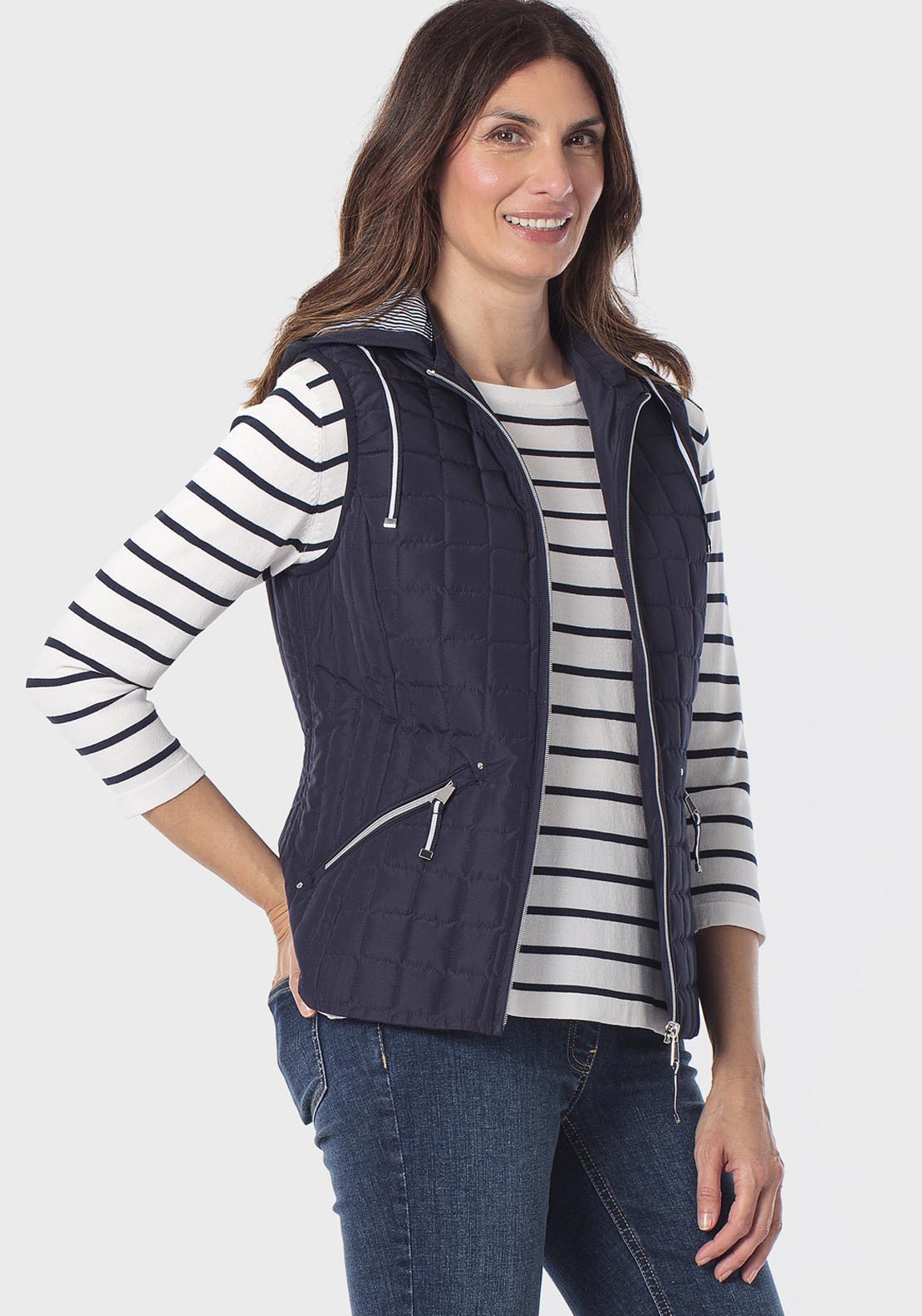 Hooded Waistcoat - Blue Navy