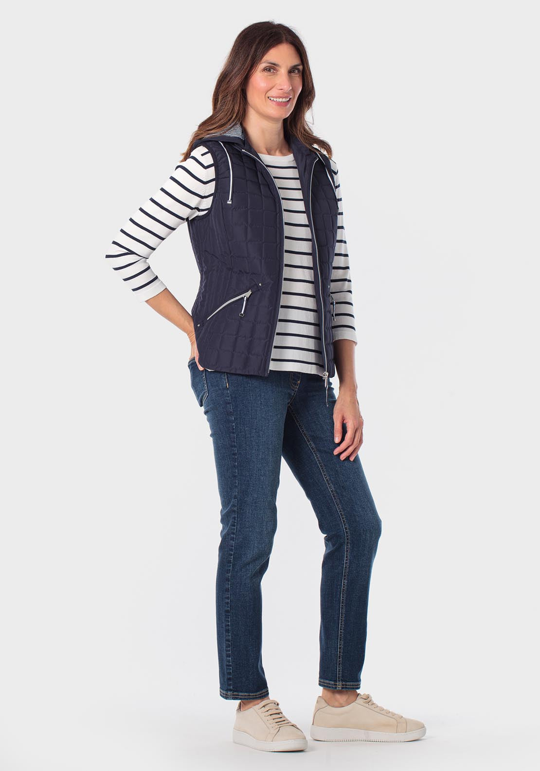 Hooded Waistcoat - Blue Navy