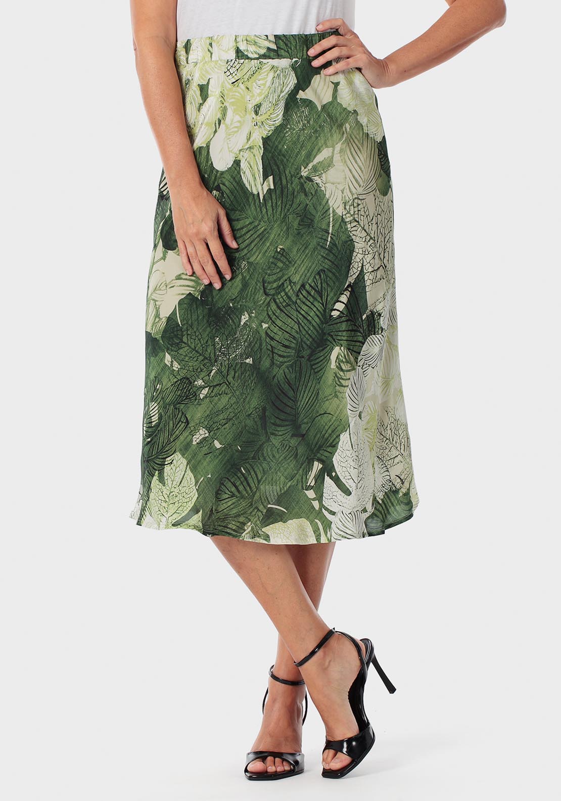 Leaf Print Skirt - Green Forest