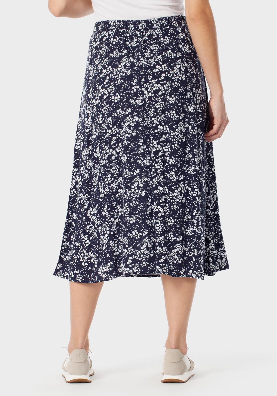 Punt Roma Floral Print Skirt With Tie Detail - Navy 2 Shaws Department Stores