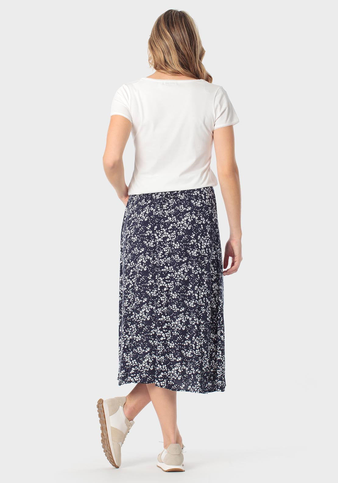Punt Roma Floral Print Skirt With Tie Detail - Navy 4 Shaws Department Stores