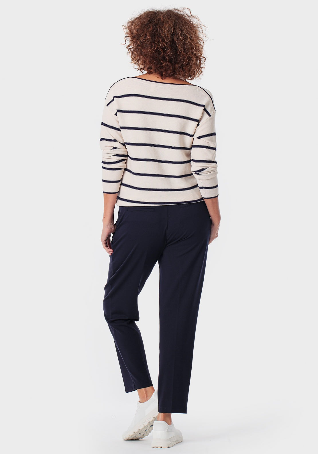 Punt Roma Striped Sweater - Blue Navy 4 Shaws Department Stores