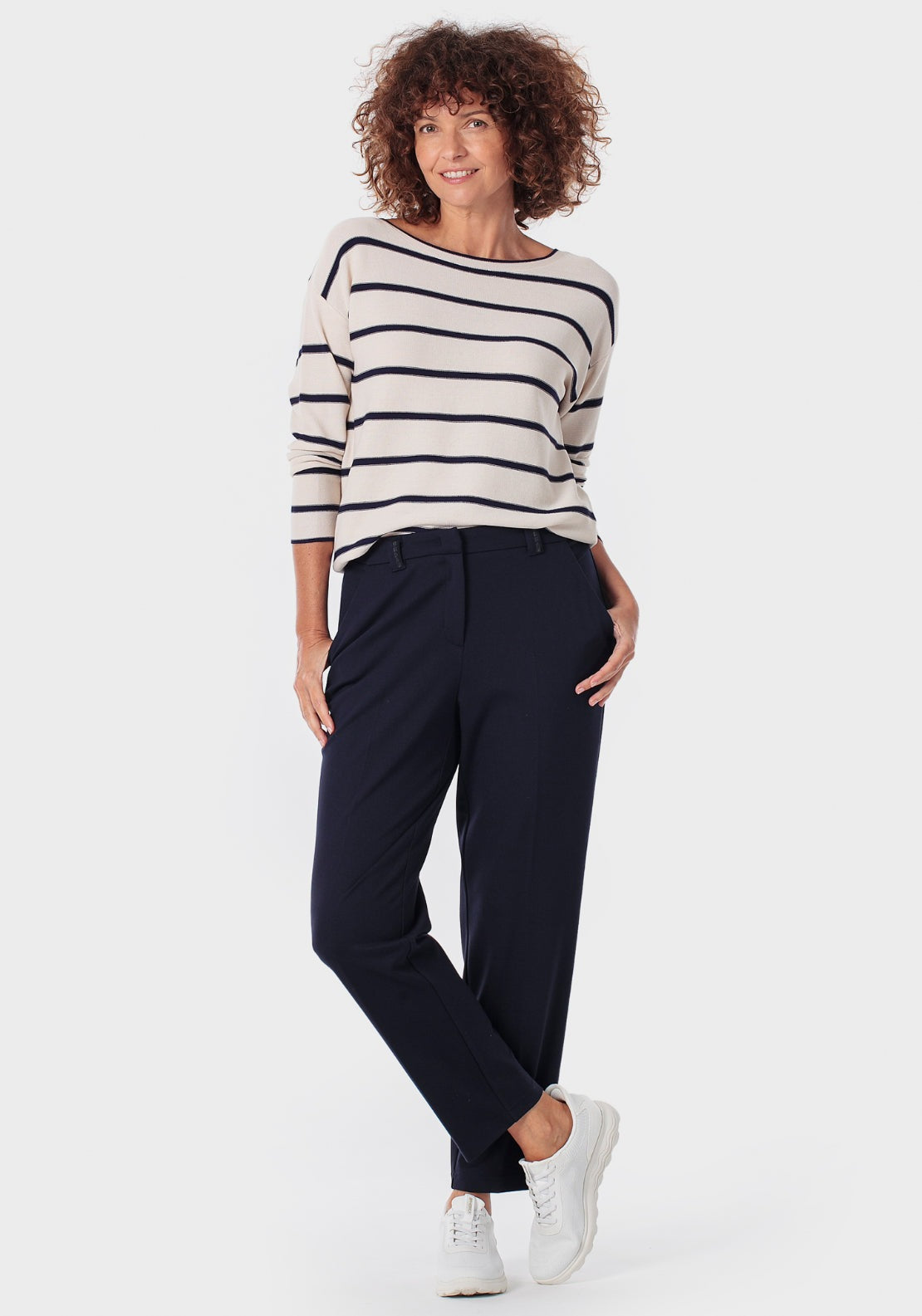 Punt Roma Striped Sweater - Blue Navy 3 Shaws Department Stores