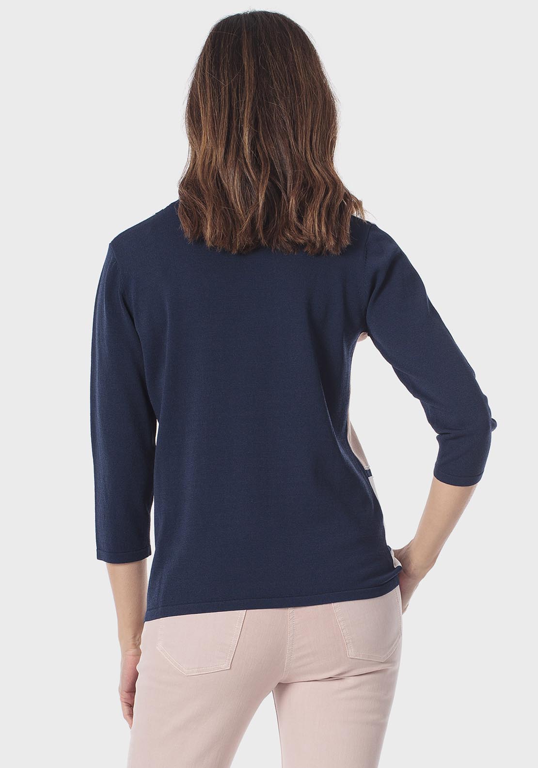 Rhinestone Intarsia Sweater - Blue Navy