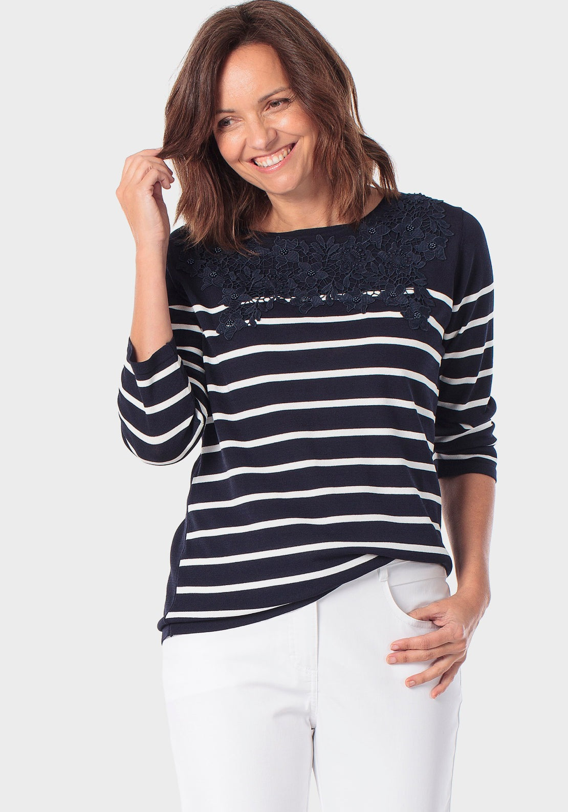Striped Sweater - Navy