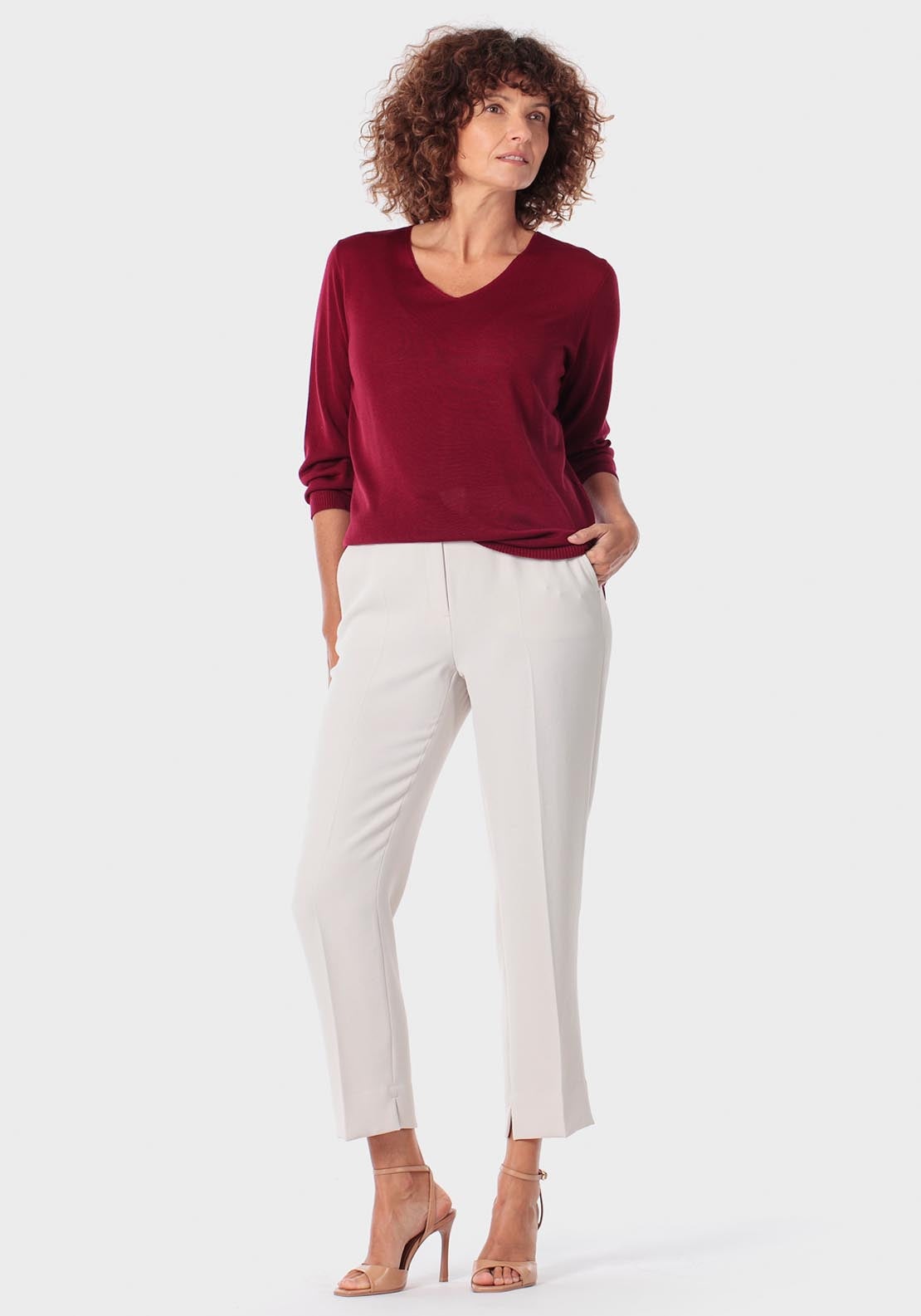 V Neck Sweater - Garnet