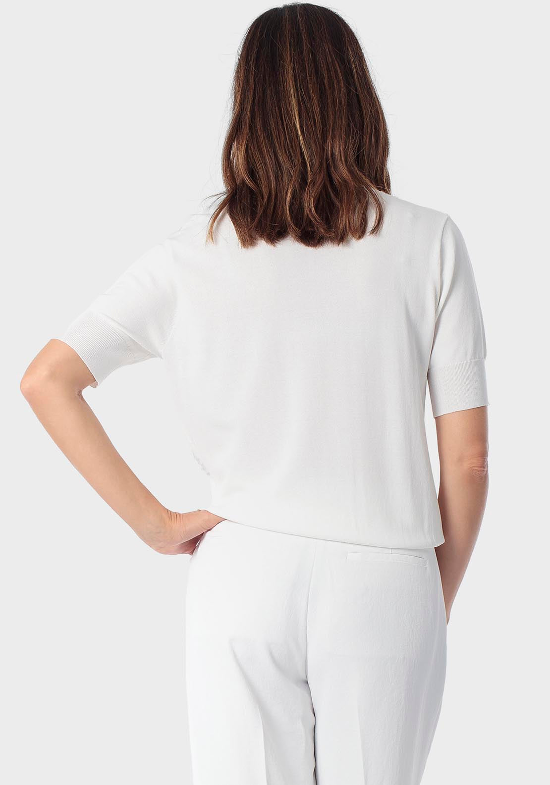 Punt Roma Sequins Sweater - White Talc 2 Shaws Department Stores
