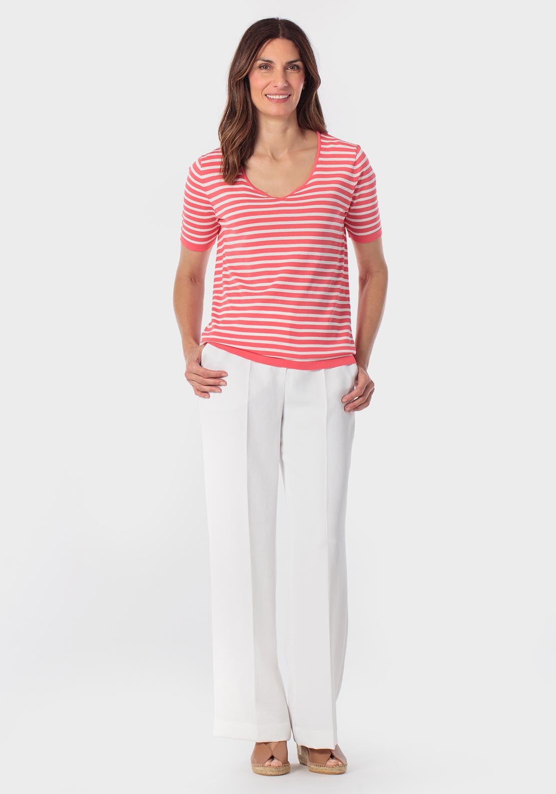 Striped Sweater - Red Coral