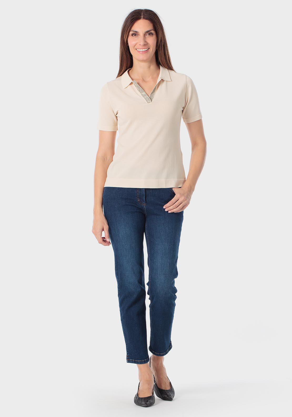 Punt Roma Polo Sweater - Beige 3 Shaws Department Stores