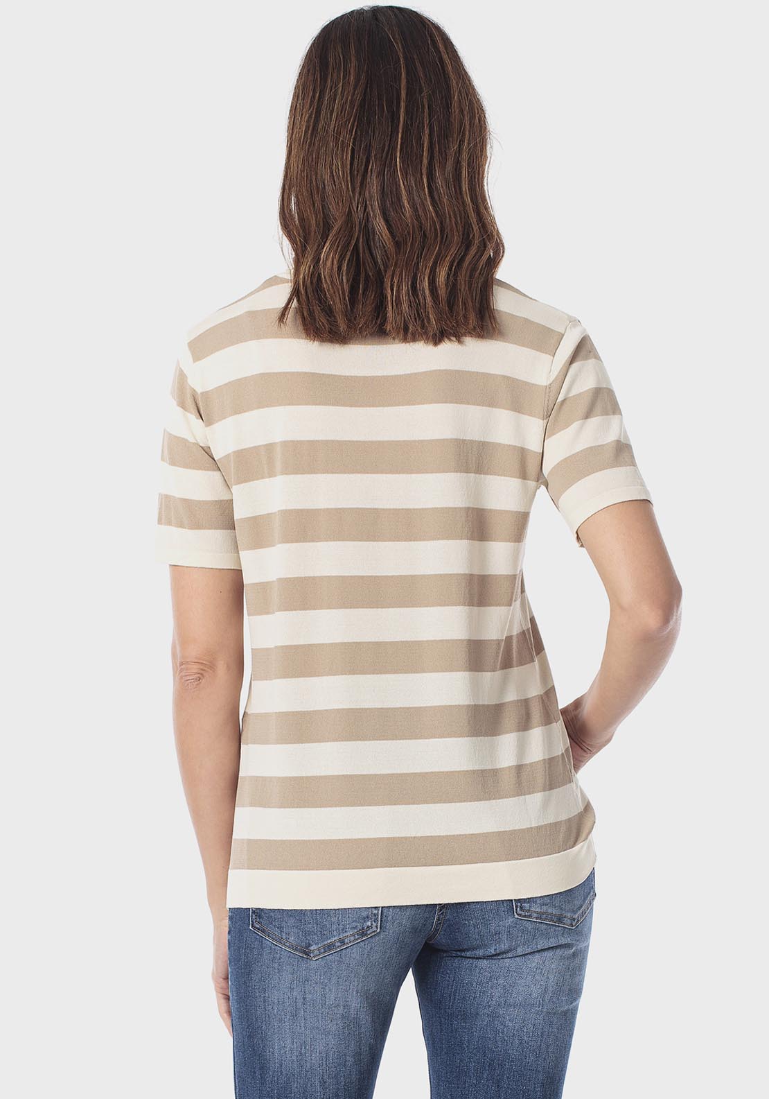 Striped Sweater With Sequins - Beige