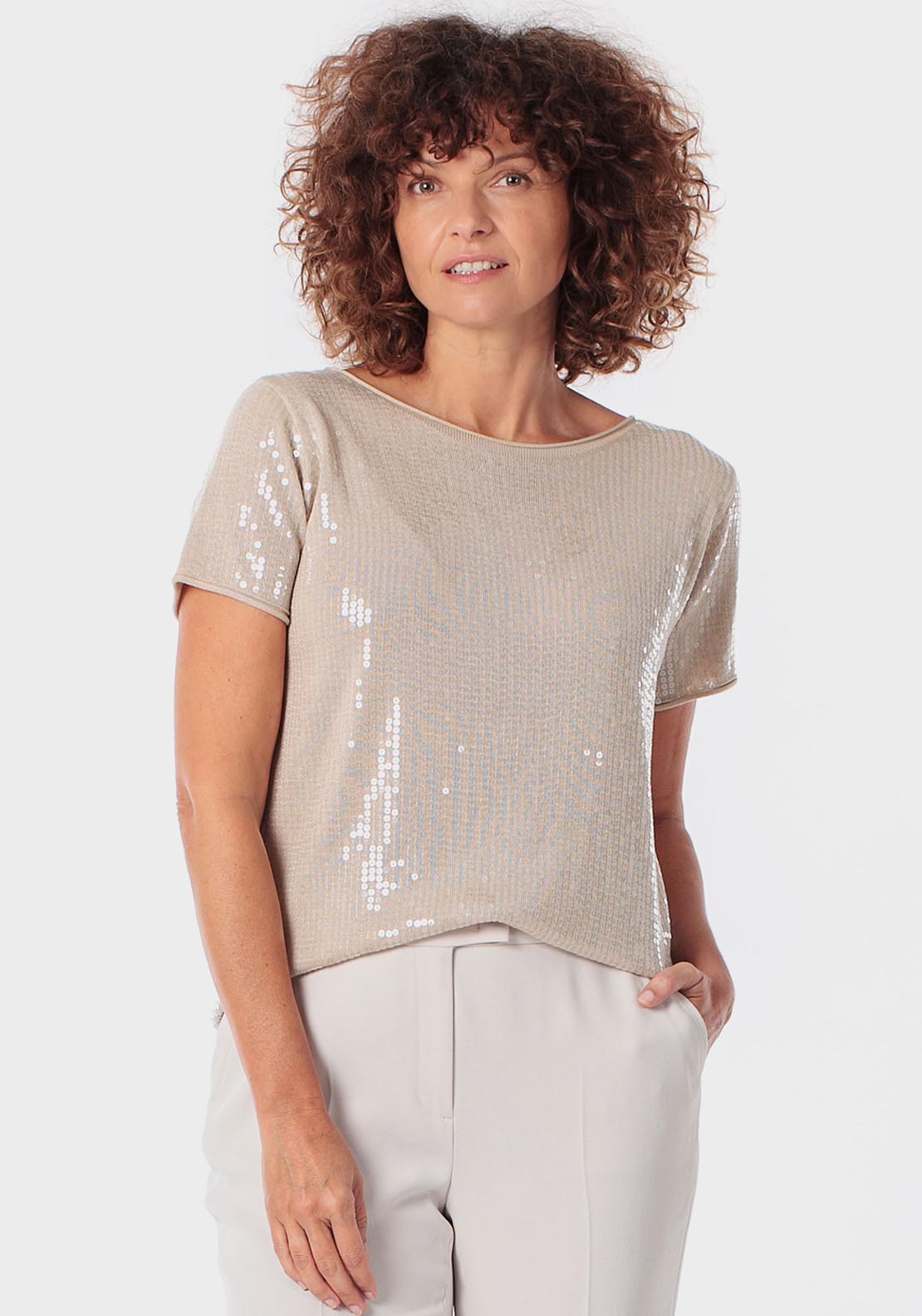 Sequins Sweater - Beige