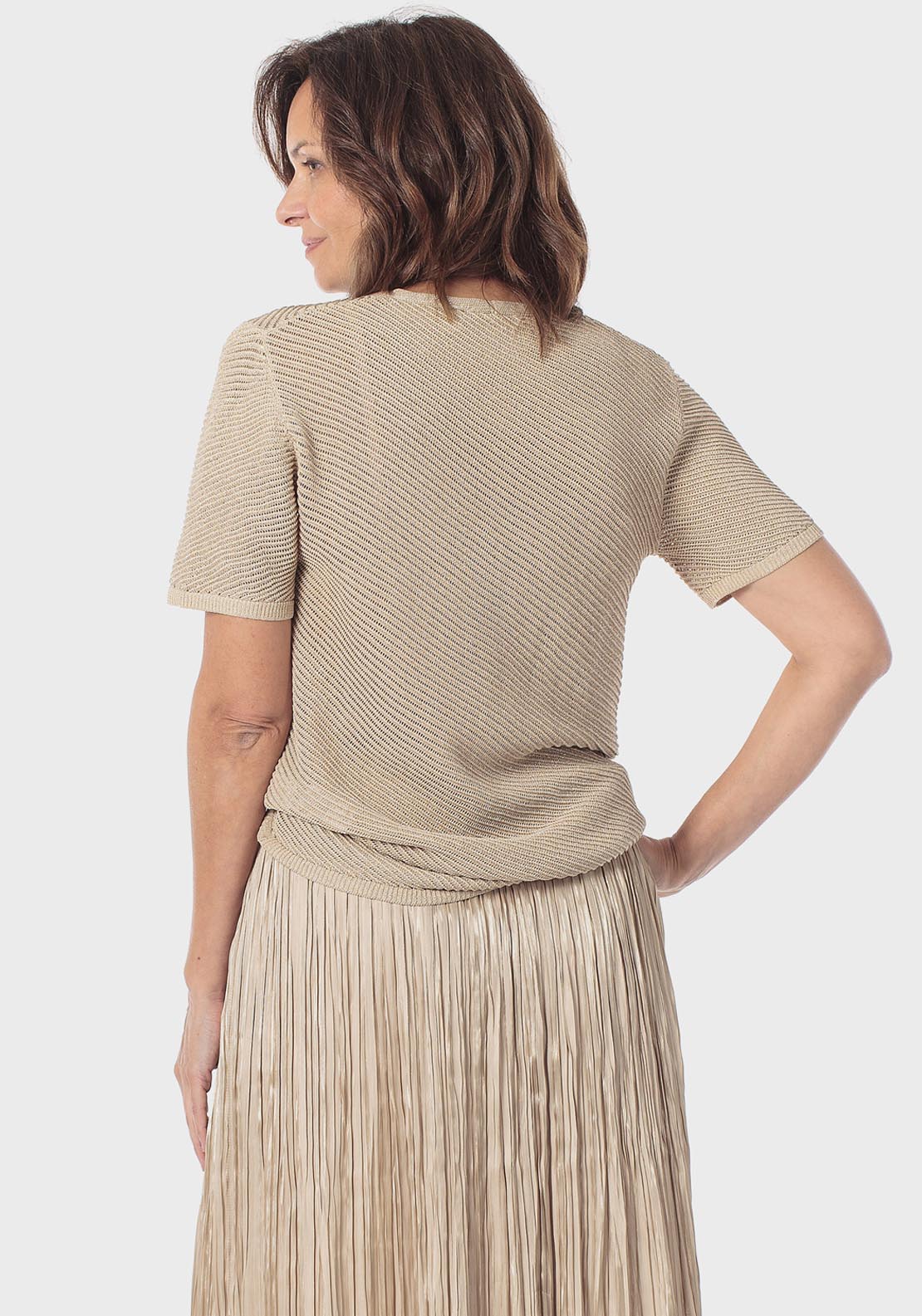 Metallic Thread Sweater - Beige Sand