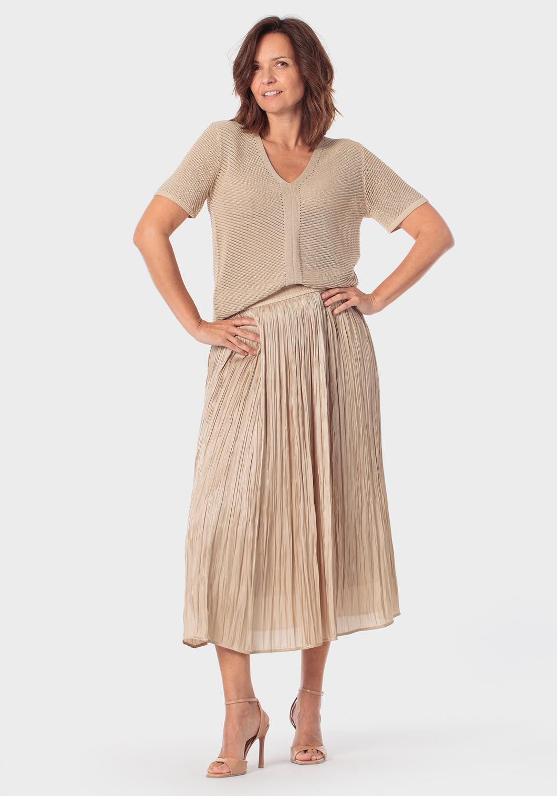 Metallic Thread Sweater - Beige Sand