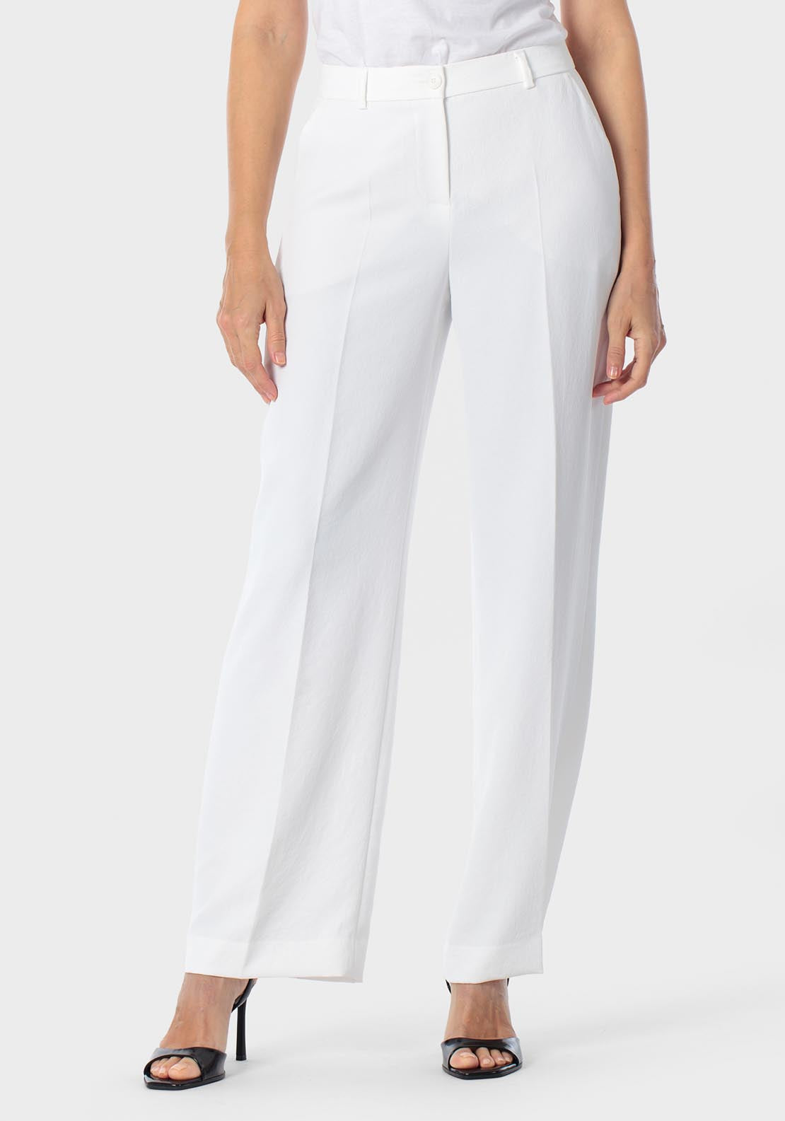Wide Leg Trousers - White Talc
