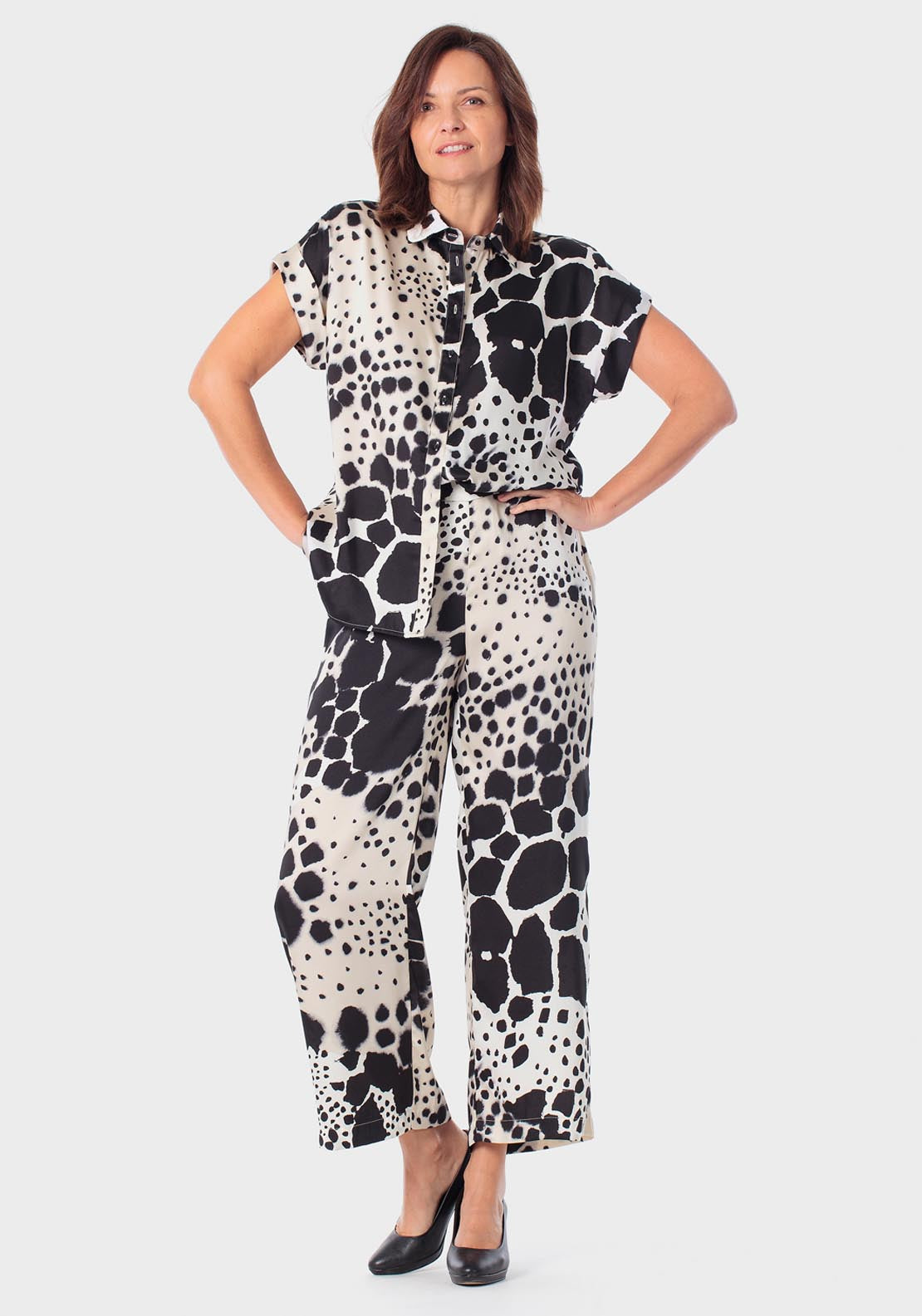 Animal Print Trousers - Black