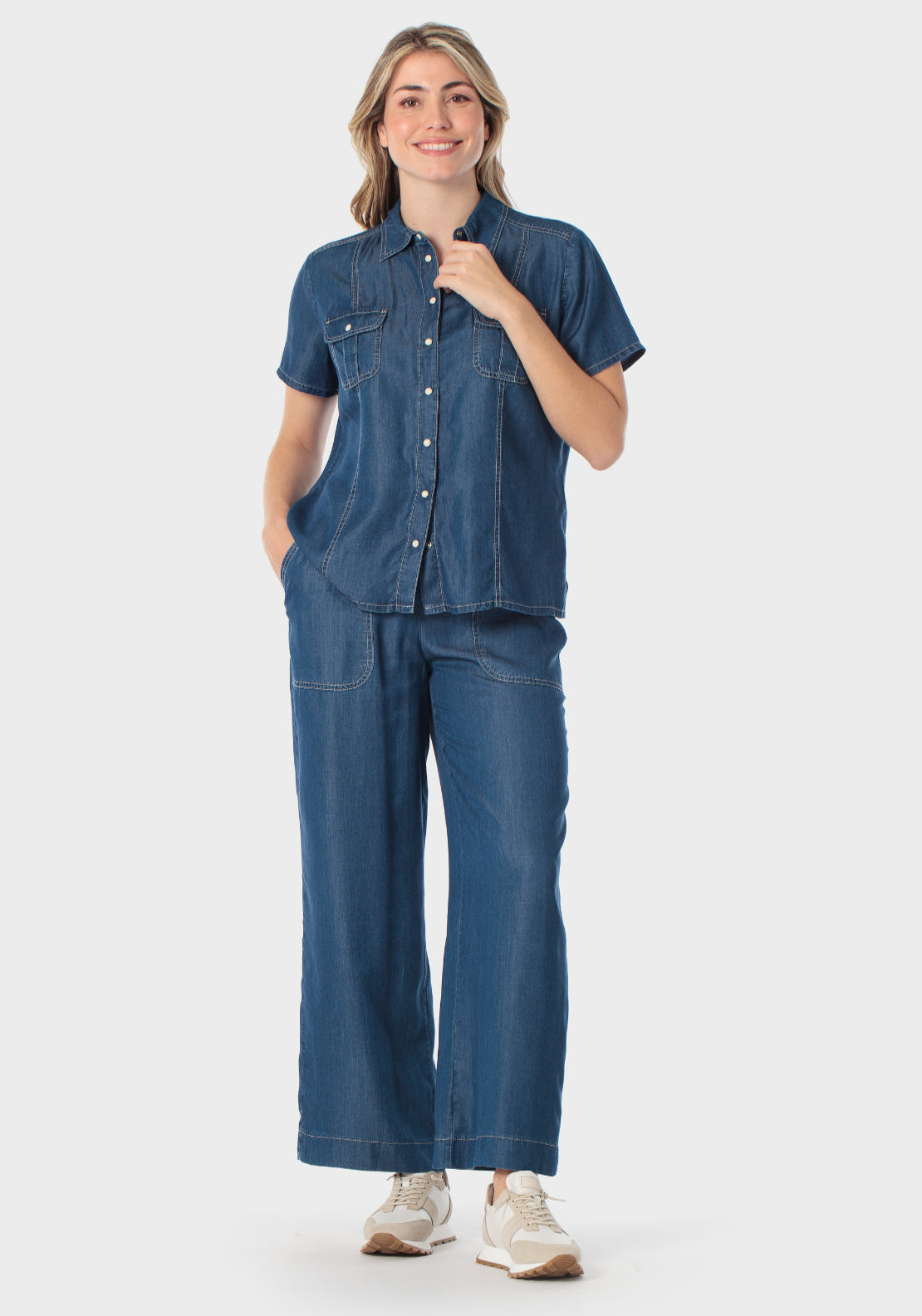 Lyocell Comfort Trousers - Blue Denim